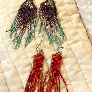 Lot of 2 pair of beaded earrings